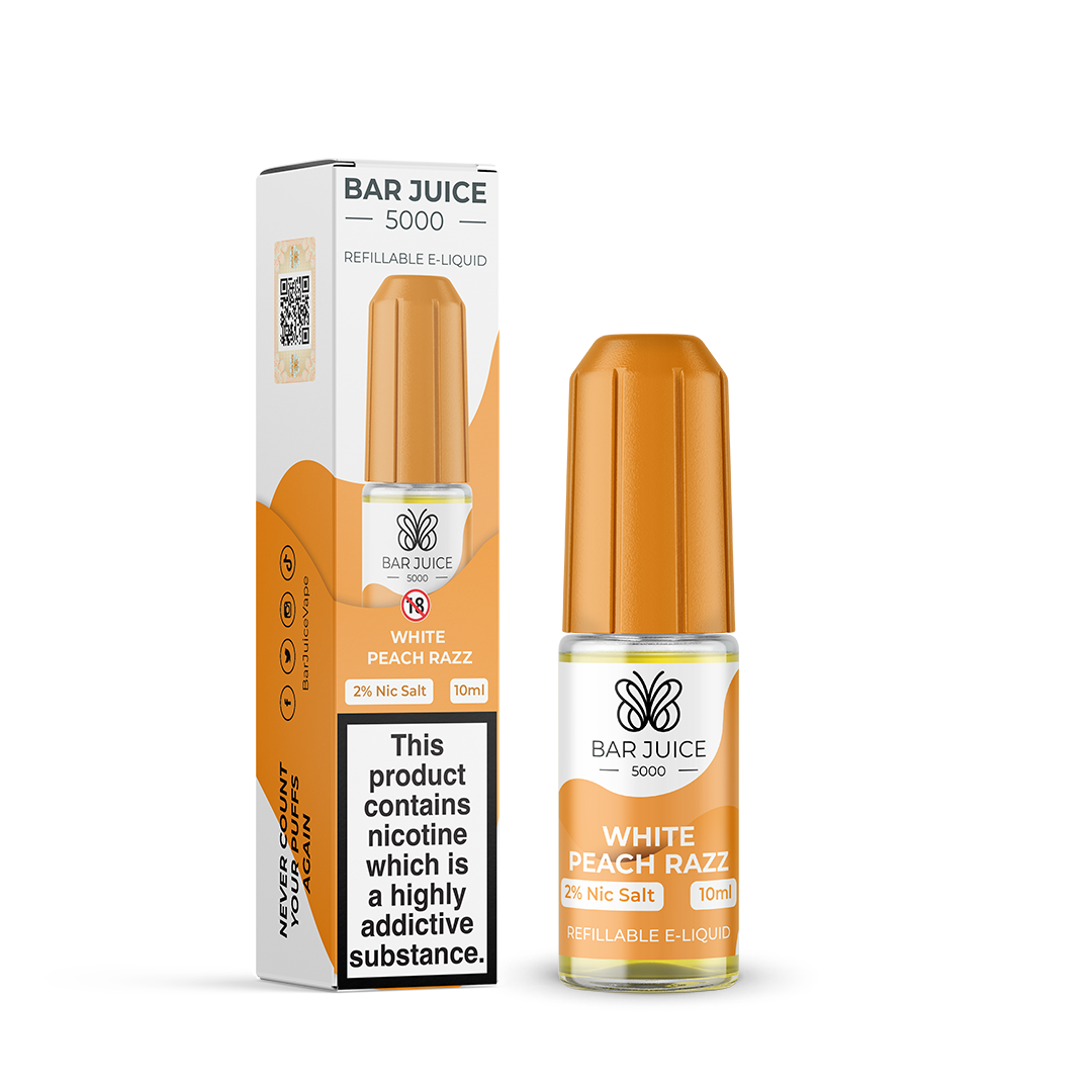 White Peach Razz Nic Salt E-Liquid by Bar Juice 5000 10ml