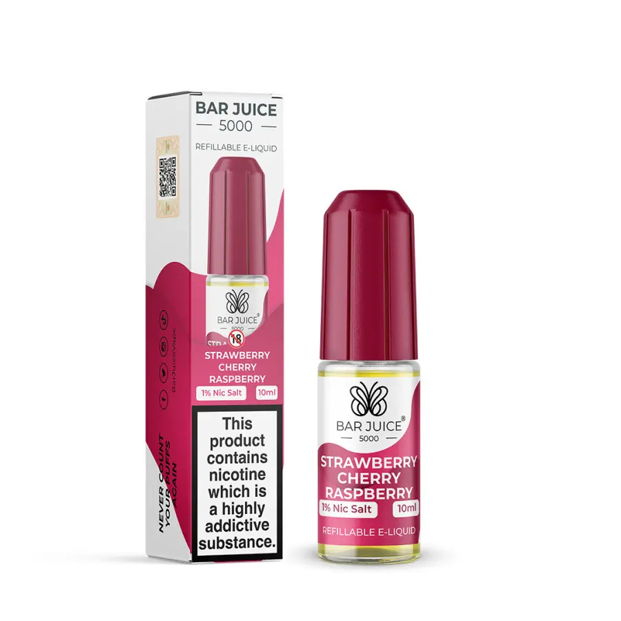 Strawberry Cherry Raspberry Nic Salt E-Liquid by Bar Juice 5000 10ml
