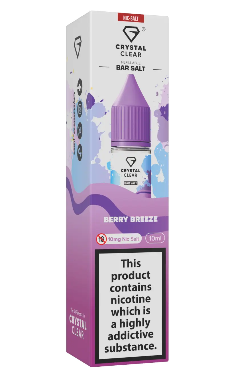 Berry Breeze Nic Salt E-Liquid by Crystal Clear Bar Salts 10ml