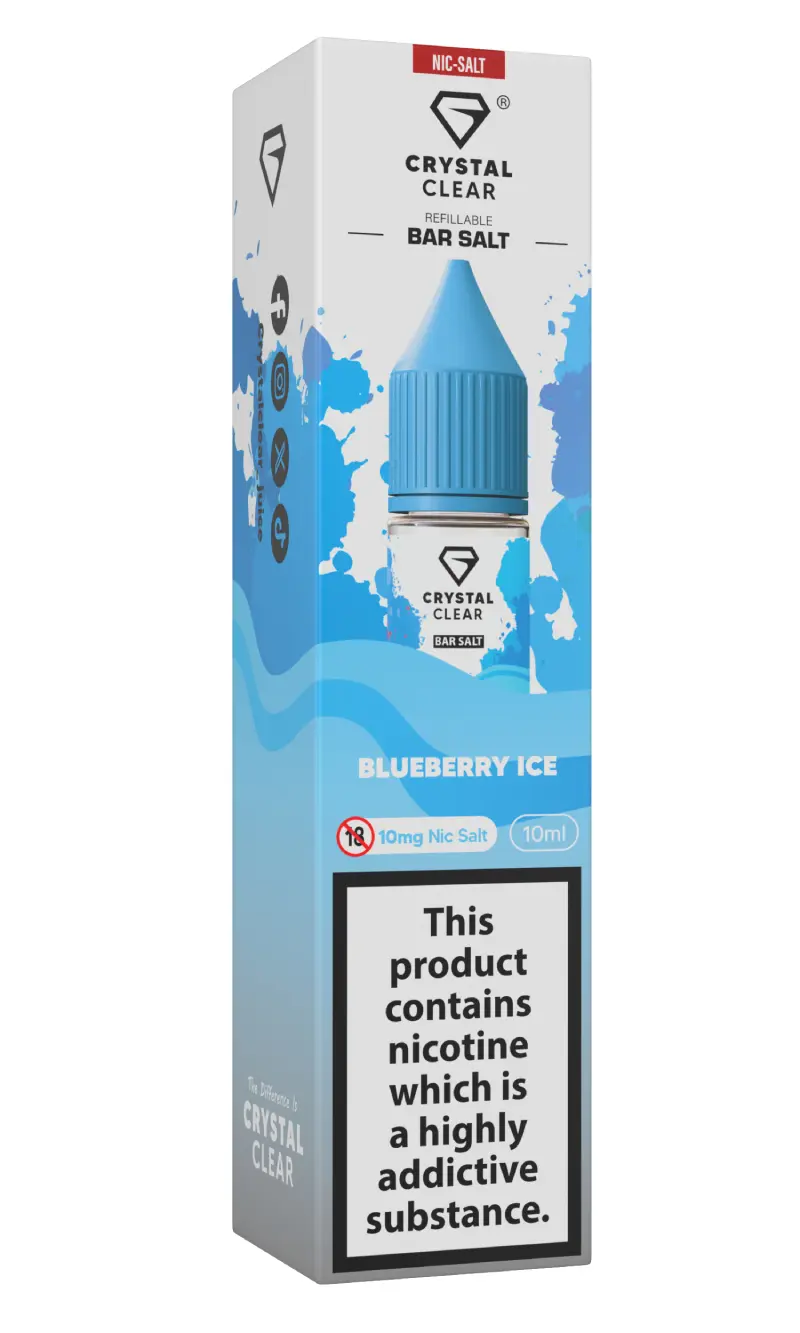 Blueberry Ice Nic Salt E-Liquid by Crystal Clear Bar Salts 10ml