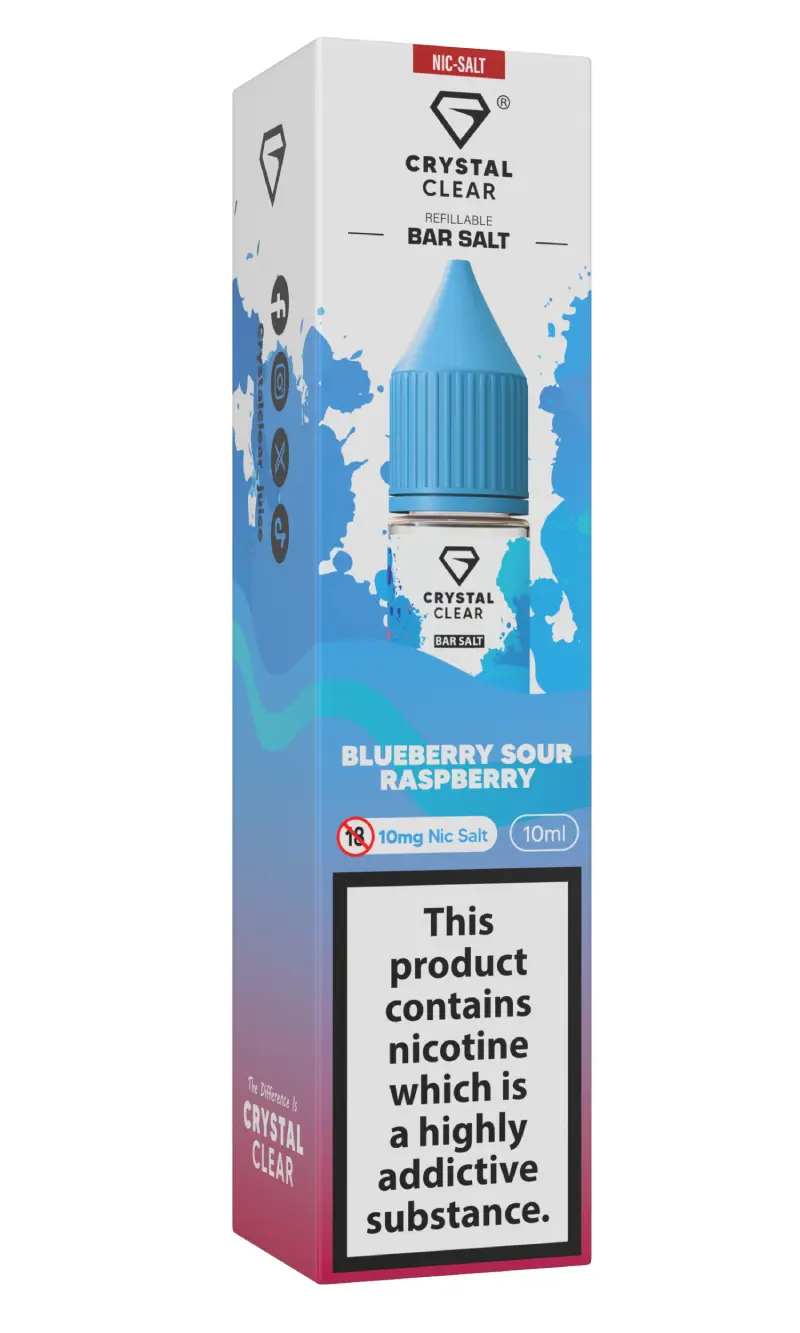Blueberry Sour Raspberry Nic Salt E-Liquid by Crystal Clear Bar Salts 10ml