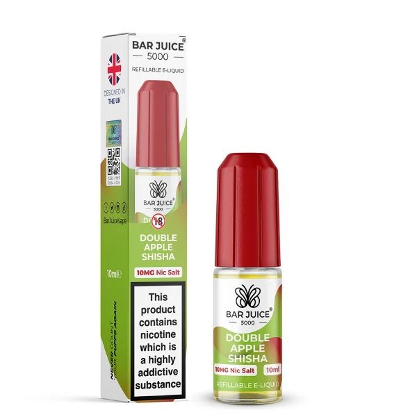 Double Apple Shisha Nic Salt E-Liquid by Bar Juice 5000 10ml