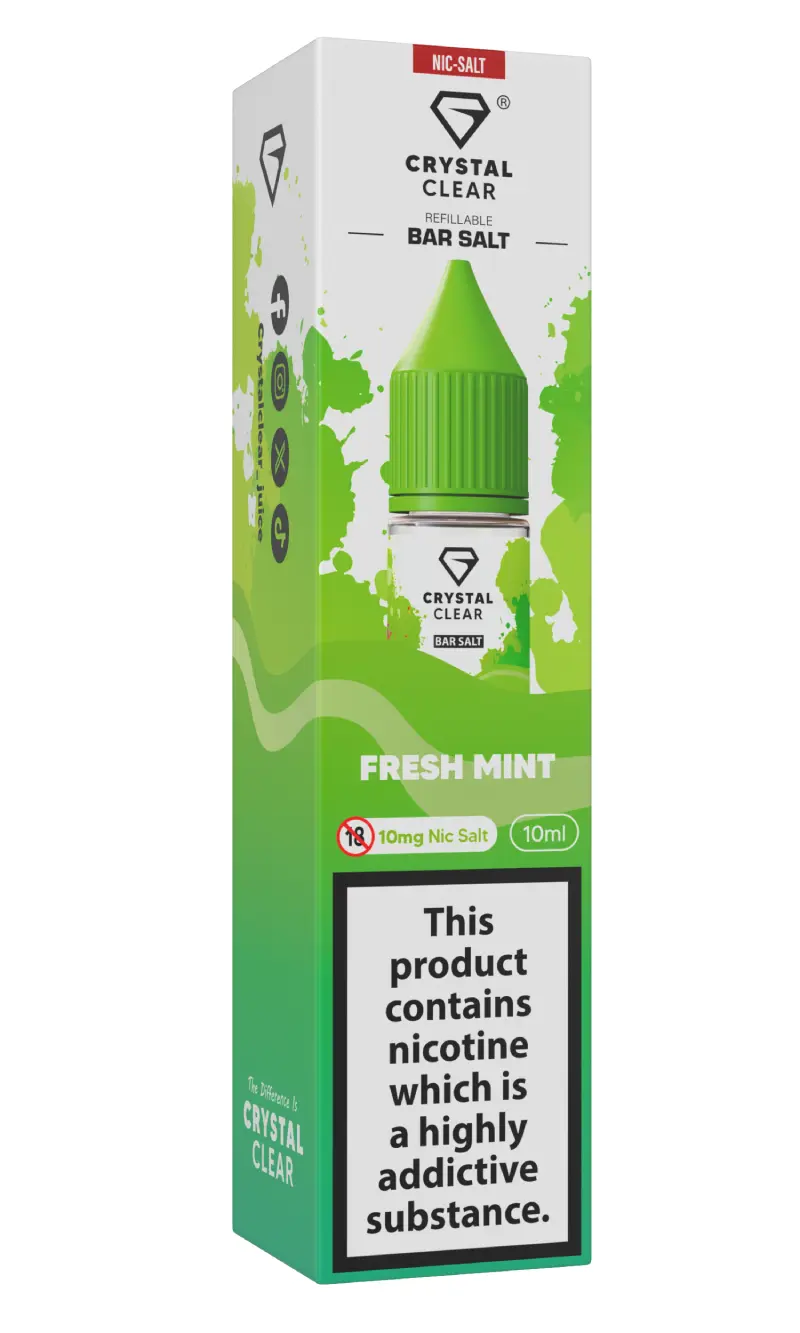Fresh Mint Nic Salt E-Liquid by Crystal Clear Bar Salts 10ml