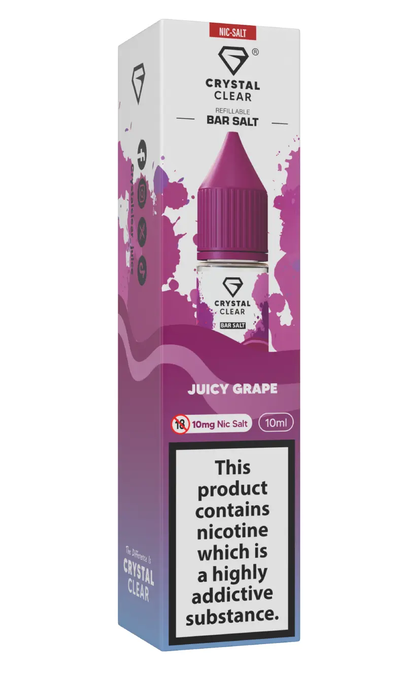 Juicy Grape Nic Salt E-Liquid by Crystal Clear Bar Salts 10ml