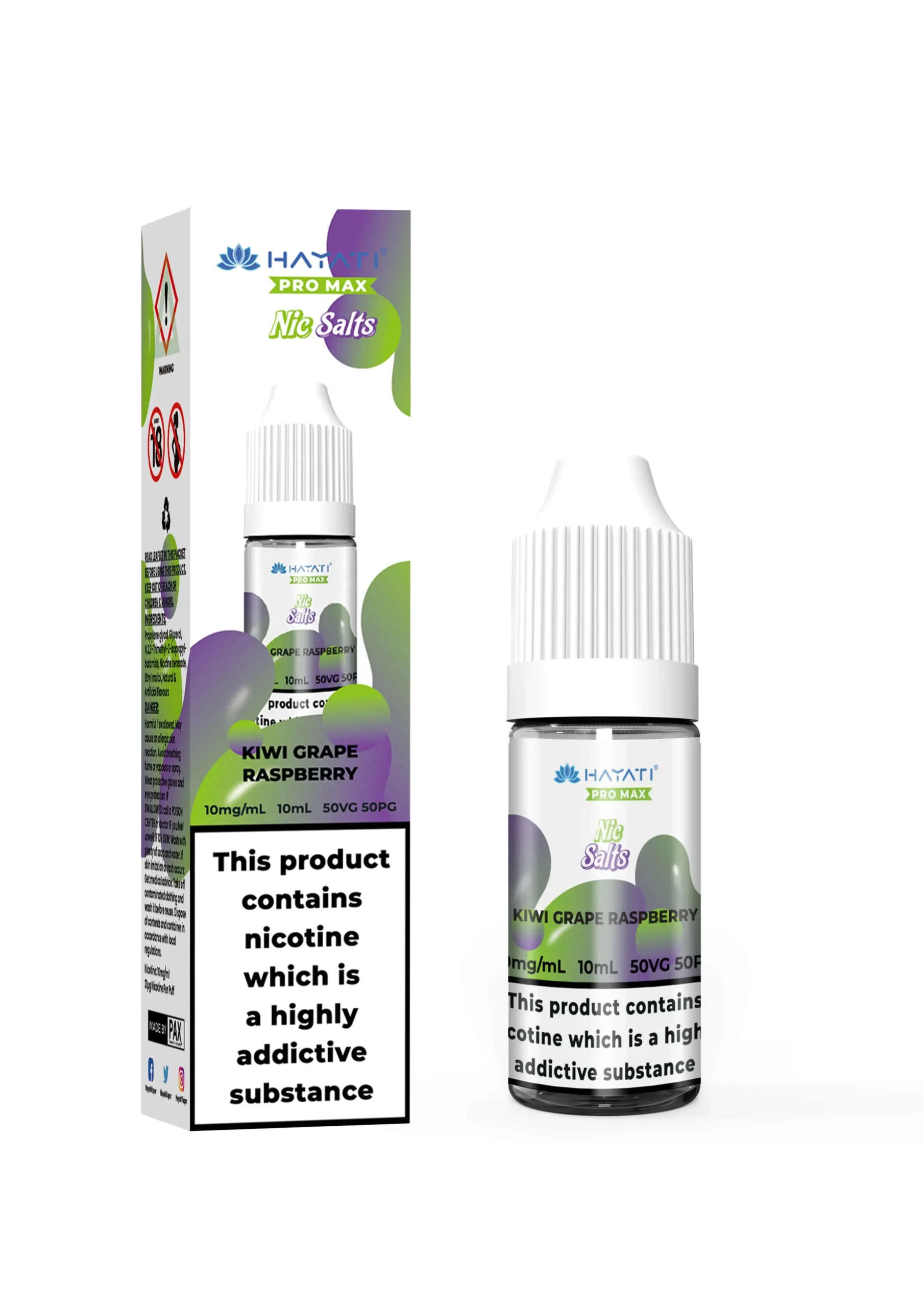 Kiwi Grape Raspberry Pro Max Nic Salt E-Liquid by Hayati 10ml