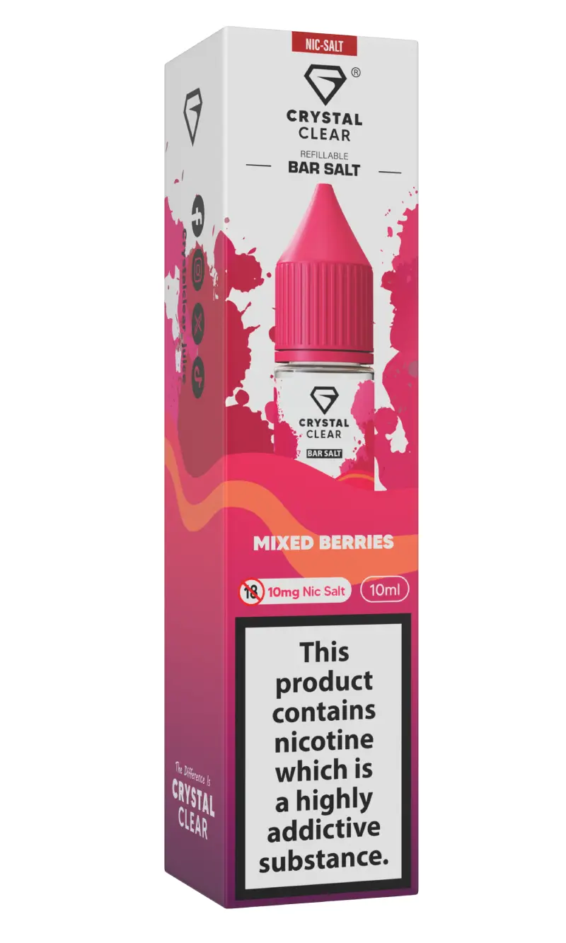 Mixed Berries Nic Salt E-Liquid by Crystal Clear Bar Salts 10ml