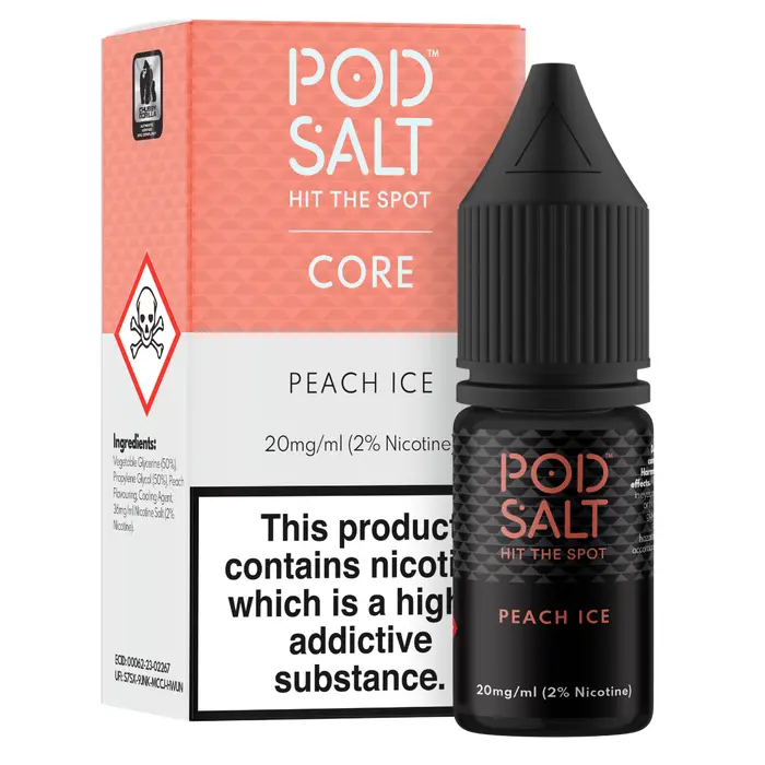 Peach Ice Nic Salt E-Liquid by Pod Salt 10ml