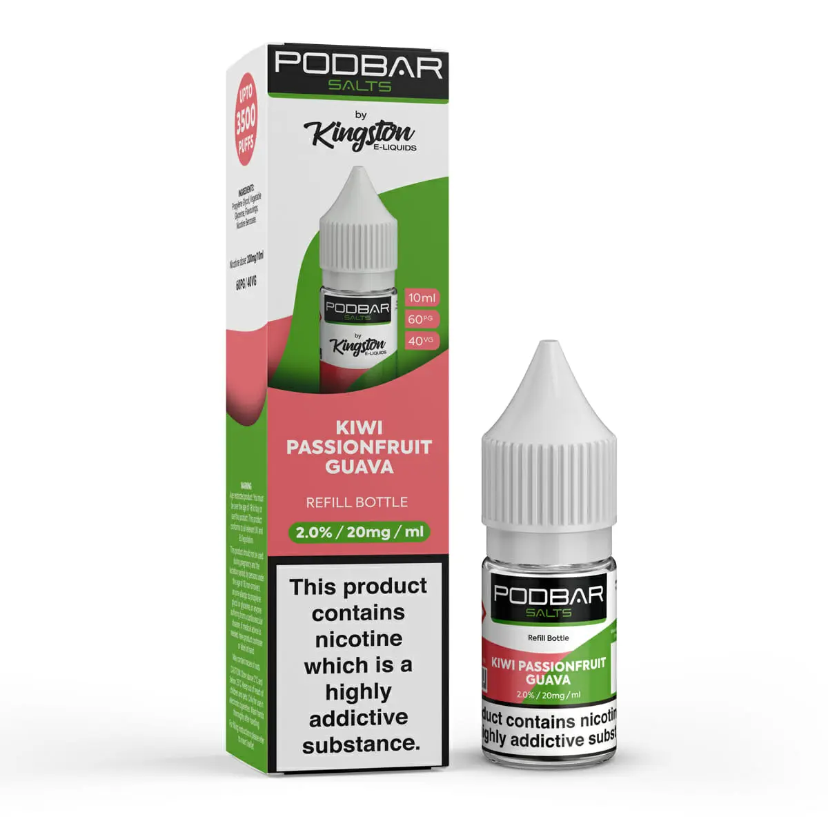 Kiwi Passionfruit Guava Nic Salt E-Liquid by PodBar Salts by Kingston 10ml