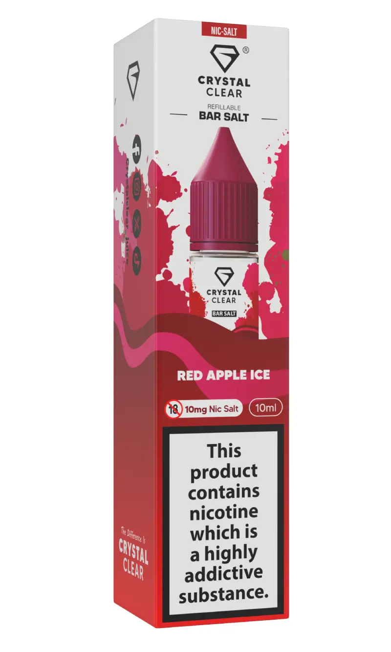 Red Apple Ice Nic Salt E-Liquid by Crystal Clear Bar Salts 10ml