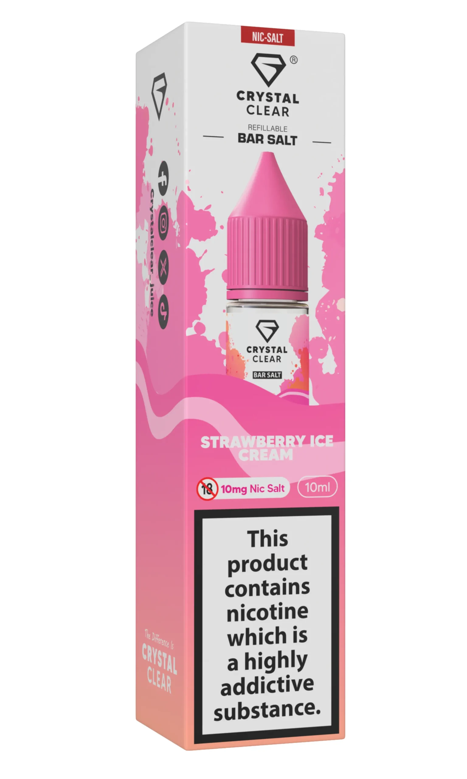 Strawberry Ice Cream Nic Salt E-Liquid by Crystal Clear Bar Salts 10ml