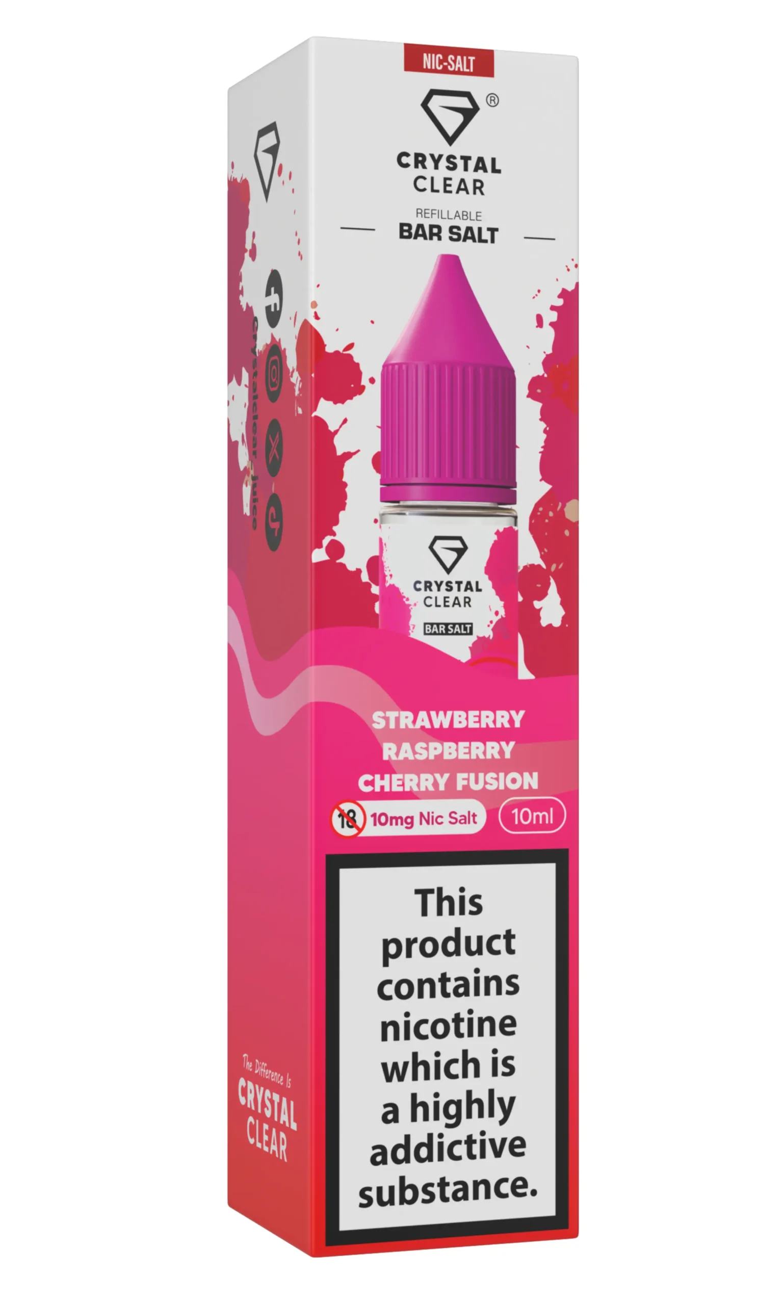 Strawberry Raspberry Cherry Fusion Nic Salt E-Liquid by Crystal Clear Bar Salts 10ml