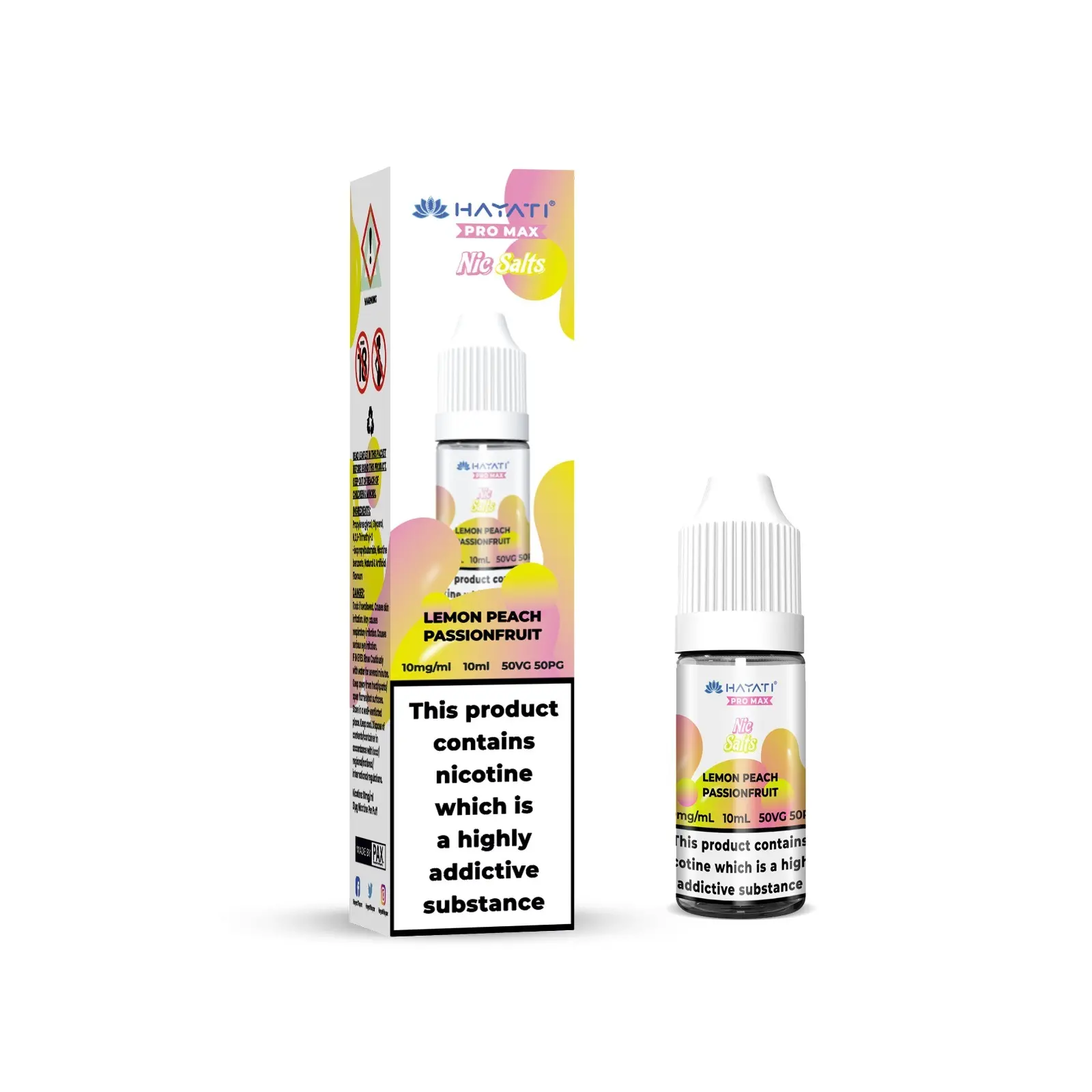 Lemon Peach Passionfruit Pro Max Nic Salt E-Liquid by Hayati 10ml